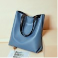 Spring and summer new contrast color mother and child bag leather bucket bag fashion ladies bag cowhide wild portable female bag
