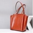 New women's bag fashion leather tote bag large capacity bag shoulder solid color soft bag