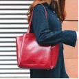 New women's bag fashion leather tote bag large capacity bag shoulder solid color soft bag