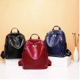 Summer new shoulder bag British style ladies first layer cowhide double zipper large capacity wild travel backpack soft leather