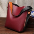 Spring and summer new leather handbags hit the color bucket casual fashion leather shopping bag shoulder bag