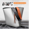 Spring and summer new leather handbags hit the color bucket casual fashion leather shopping bag shoulder bag
