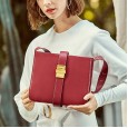New leather handbag bag Korean fashion cowhide lock square bucket bag broadband shoulder bag handbag lady bag