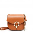 Bag female leather female bag fashion retro niche design chain bag retro small round bag