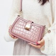 Spring and summer new female bag oil wax cowhide crocodile pattern handbag fashion fan simple ladies handbag