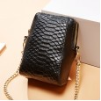 Leather mobile phone bag female messenger bag crocodile pattern chain small bag new wave vertical section wild mobile phone bag mini small bag