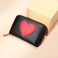 New Heart-shaped Wallet Cowhide Short One-fold Wallet Bag Multi-Card Women's Mini Change