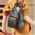 Summer New Leather Shoulder Shoulder Dual-purpose Baotou Cowhide Lady Bag Large Capacity Backpack Travel Bag