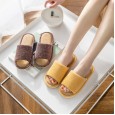 Cotton linen slippers female summer home household linen mute indoor home couple anti-skid soft bottom floor four seasons universal