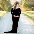 Women's mercerized cotton pregnant women V-neck trailing jumpsuit long dress photography dress M001