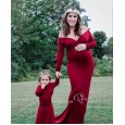 Women's mercerized cotton pregnant women V-neck trailing jumpsuit long dress photography dress M001