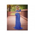 White sexy deep V-neck long-sleeved lace perspective tight-tailed long dress 8905