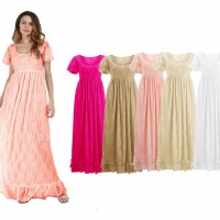 Women's lace pregnant women lotus leaf short-sleeved dress long dress photography flying flying sleeve dress 8859