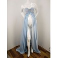Pregnant women taking pictures tube top chiffon dress pregnant women shooting photo front split mop dress 8812