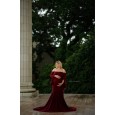 Women's mercerized cotton pregnant women ruffled sleeves trailing jumpsuit long dress photography dress 8942