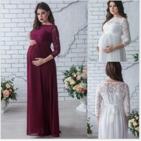 Long-sleeved lace fight according to pregnant women sexy loose trailing dress long skirt 8965 pregnant women dress