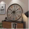Hot-selling cafe bar personality metal antique wall clock living room creative mute clock