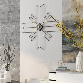 New cross polygon creative living room wall clock mute metal iron clock
