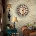 Personalized iron wood living room wall clock creative retro study bedroom clock fashion simple clock