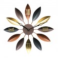 Creative leaf decoration wall clock European retro wrought iron wall clock living room clock can