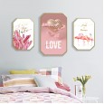 Jane Eyre Nordic living room decoration painting restaurant hanging painting pink girl heart wall painting flamingo creative octagon