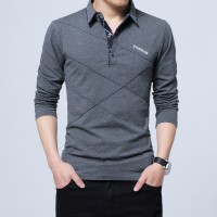 Men's spring and autumn new men's long-sleeved cotton t-shirt bottoming shirt Korean POLO shirt t-shirt men's large size