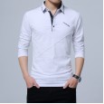 Men's spring and autumn new men's long-sleeved cotton t-shirt bottoming shirt Korean POLO shirt t-shirt men's large size