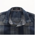 New large size men's denim long-sleeved plaid shirt shirt 9