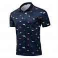 New Men's POLO SHIRT Multicolor Dinosaur Print Men's Lapel Shirt 046
