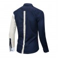 Lapel fashion color matching shirt European code men's casual loose long-sleeved shirt 224