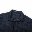 Spring and autumn new European code men's plaid striped cotton long-sleeved shirt lapel cardigan 095