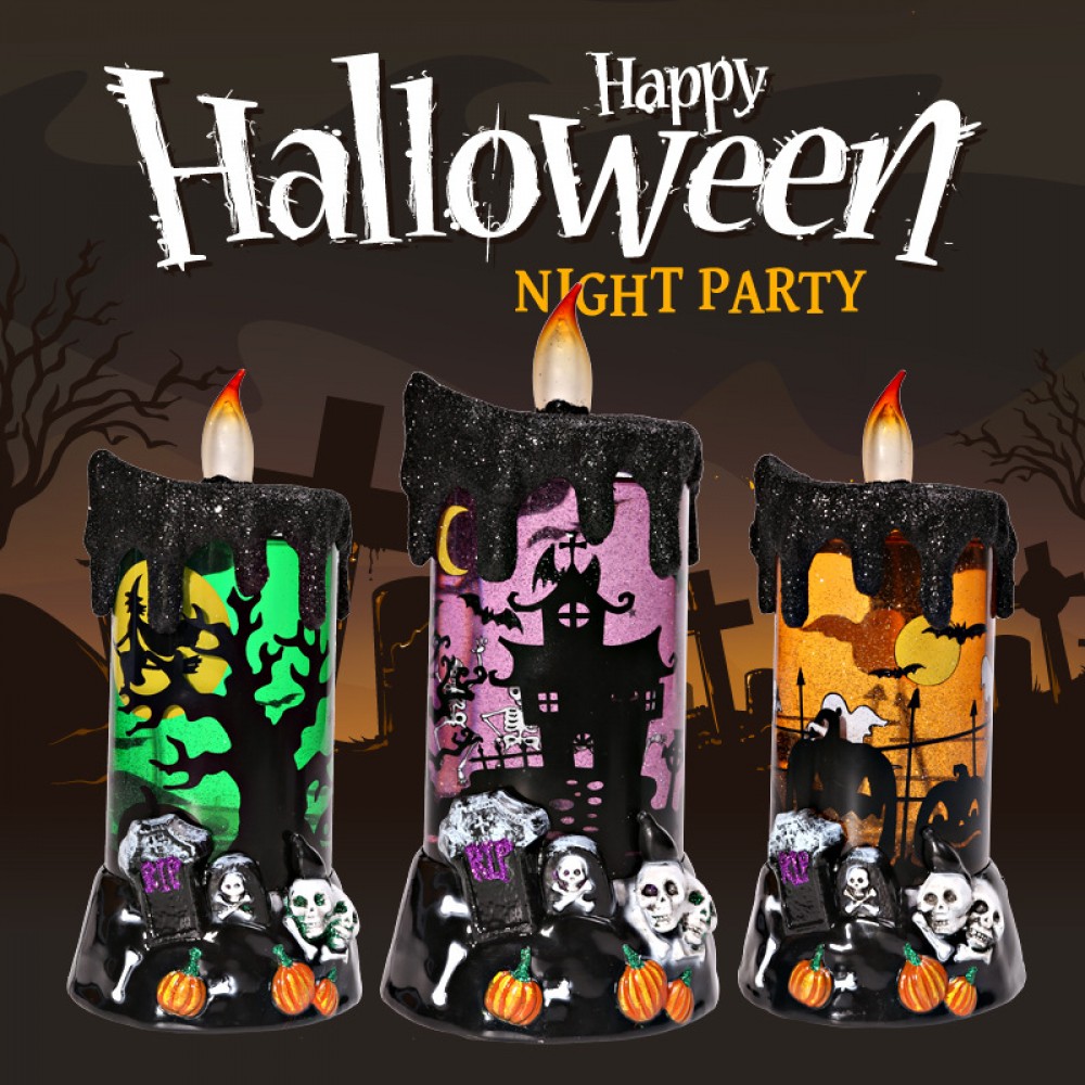 Halloween horror props electronic candle lights glowing LED rotating colored lights bar scene layout decoration props