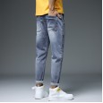 Spring and summer stretch slim jeans men's youth feet pants Korean trend casual jeans