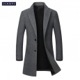 Jian Yi autumn and winter lapel men's woolen Korean slim trench coat mid-length men's woolen coat