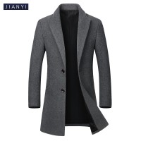 Jian Yi autumn and winter lapel men's woolen Korean slim trench coat mid-length men's woolen coat
