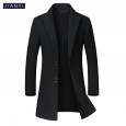 Jian Yi autumn and winter lapel men's woolen Korean slim trench coat mid-length men's woolen coat