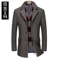 Medium Men's Thickened Lapel Scarf Collar Wool Wool Coat Coat Men's Medium Long Z7QoEAYhGF