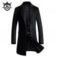 Siqilong autumn and winter woolen coat men's mid-length Korean version of the slim double-breasted coat trench coat men's jacket