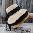 Hat female Xia Keza horsetail sunscreen linen fisherman hat Japanese bow big eaves sun hat folding face mask