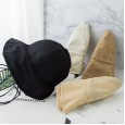 Round face suitable hat female Korean version fisherman hat Japanese cotton linen sunscreen hat cover face ponytail hat