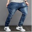 Men's straight high waist jeans wild stretch jeans large size fat trousers fat guy pants 77