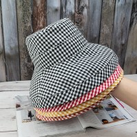 Japanese literature and art small lattice wild big eaves sun hat hat female Korean version of spring and summer vacation sunscreen fisherman hat tide