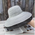 Spring and summer travel straw basket hat silver silk sun visor foldable straw hat vacation Hepburn style female fisherman hat