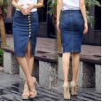 Spring Skirt Women's Extra Large Denim Skirt High Elastic Pack Hip Skirt