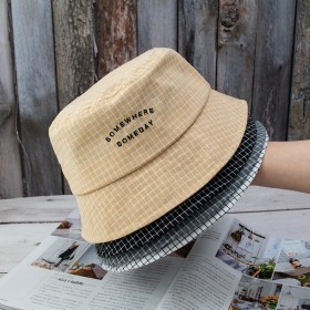 Korean version of the small square letter embroidery hat small brim Japanese fisherman hat female wild sunscreen sun hat