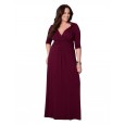 Large size hot models dignified atmosphere sexy deep V slim long skirt high elastic dress