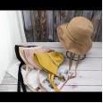 Korean version of the summer retro big eaves beach shade fisherman hat female Japanese shade bandage solid color cotton and linen hat basin hat