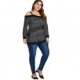 Autumn and winter new plus size plus size women's fat mm long sleeve word shoulder t-shirt women's tops