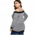 Autumn and winter new plus size plus size women's fat mm long sleeve word shoulder t-shirt women's tops