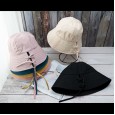 Japanese basin hat female back strap Korean version of the solid color dome retro wild casual bucket hat shade decoration hat tide